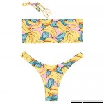 ZAFUL Womens Bandeau Bikini Set Banana Print High Leg 2pcs Bathing Suit  B07C17ZK8C